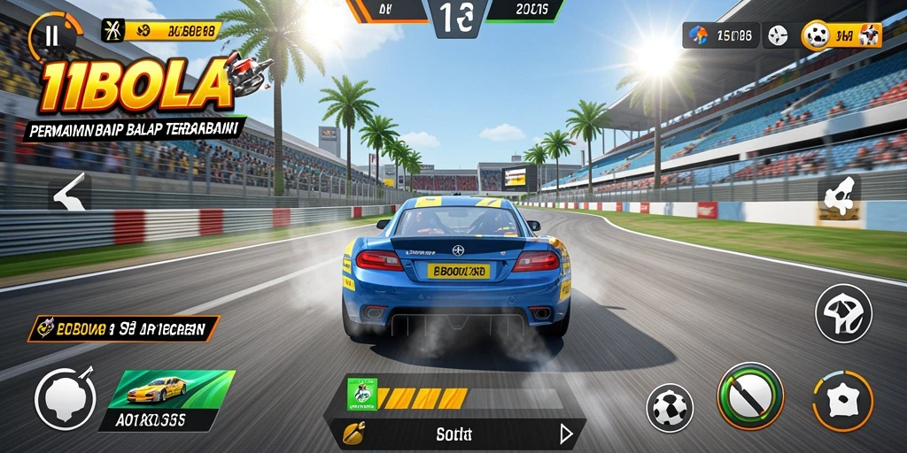 Screenshot gameplay 11BOLA menampilkan aksi balap yang mendebarkan.