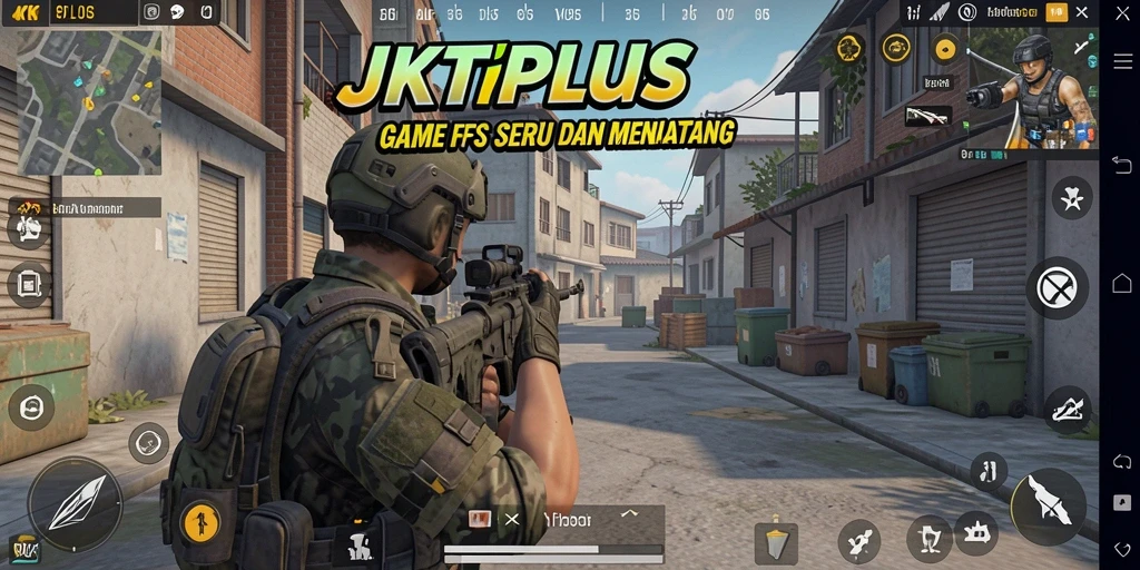 Tangkapan layar gameplay seru dari JKTPLUS menunjukkan aksi tembak-menembak yang mendebarkan.
