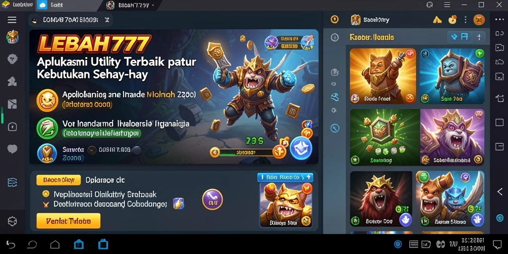 Tampilan utama aplikasi LEBAH777 dengan berbagai fitur Utility.